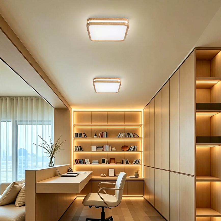 BRILAGI - Plafón LED MOLINA SQUARE LED/32W/230V 3000/4000/6000K roble 30x30 cm