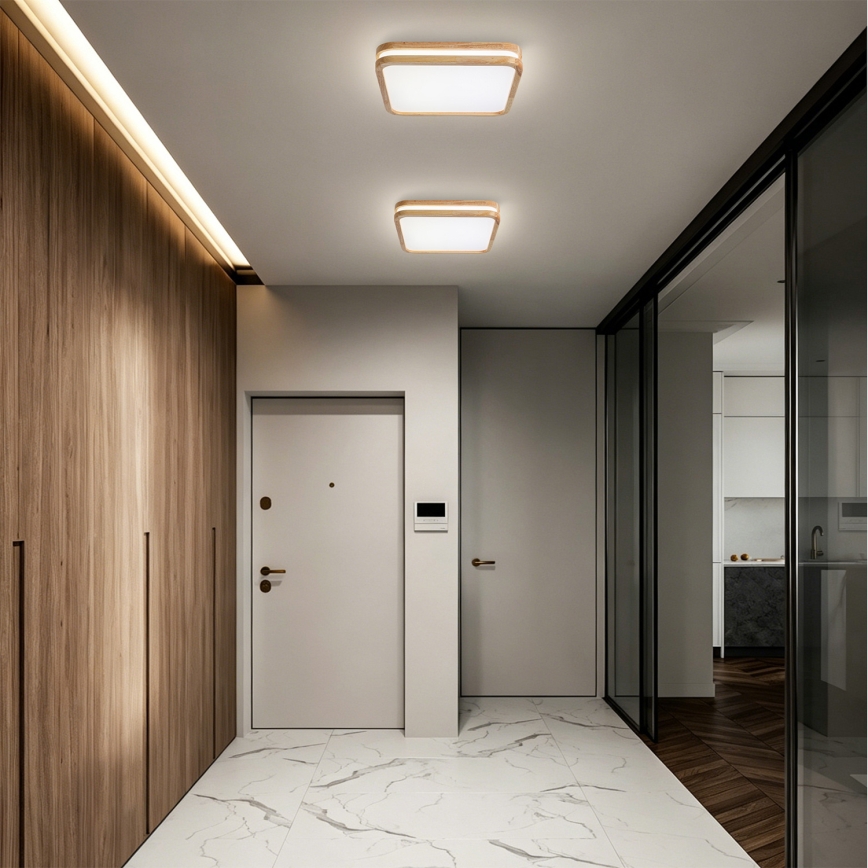BRILAGI - Plafón LED MOLINA SQUARE LED/32W/230V 3000/4000/6000K roble 30x30 cm