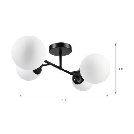Brilagi - Lámpara de techo montada en superficie MALONY 4xE14/20W/230V negra