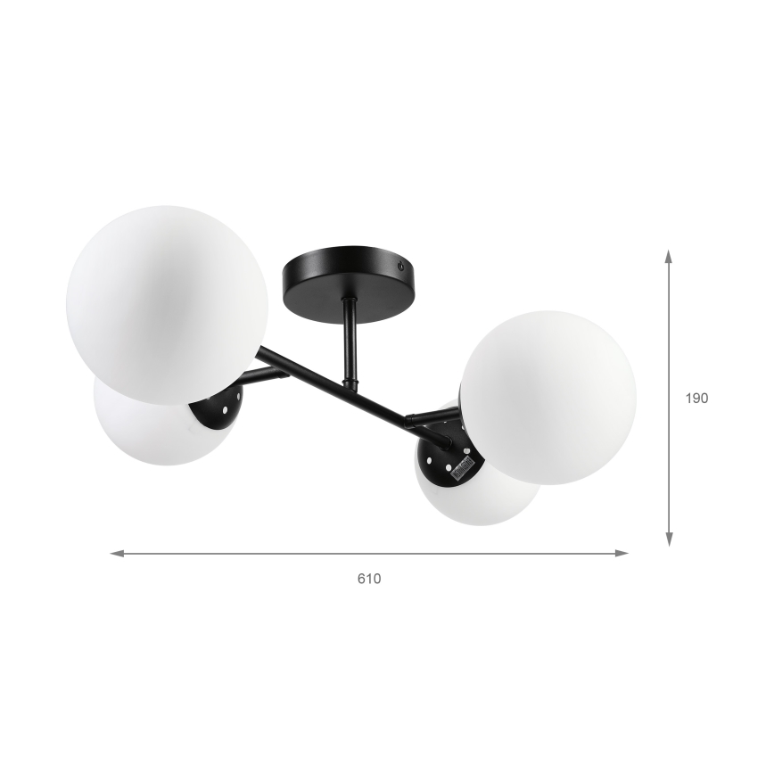 Brilagi - Lámpara de techo montada en superficie MALONY 4xE14/20W/230V negra