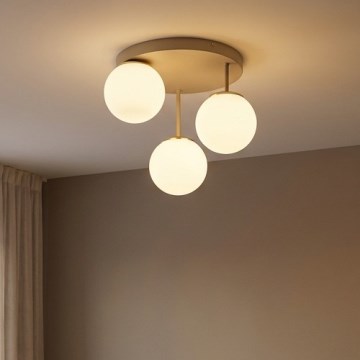 Brilagi - Lámpara de techo montada en superficie MILO ECRU 3xE27/60W/230V beige/dorado