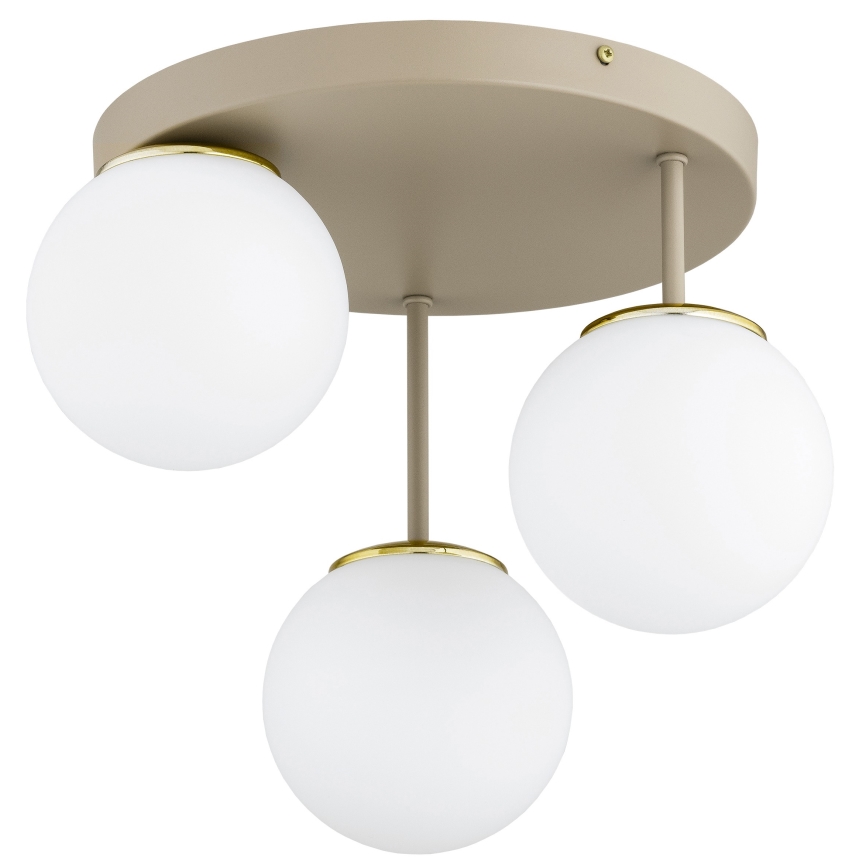Brilagi - Lámpara de techo montada en superficie MILO ECRU 3xE27/60W/230V beige/dorado