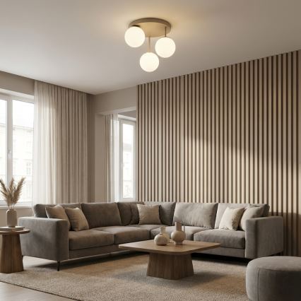 Brilagi - Lámpara de techo montada en superficie MILO ECRU 3xE27/60W/230V beige/dorado