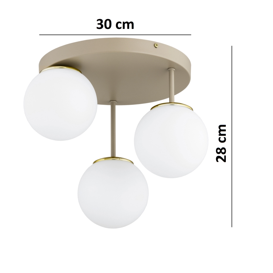 Brilagi - Lámpara de techo montada en superficie MILO ECRU 3xE27/60W/230V beige/dorado