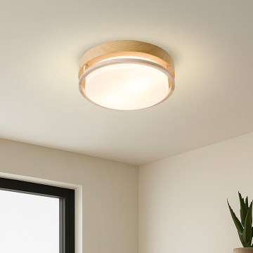 Brilagi - Lámpara de techo ORINO 2xE27/40W/230V, diámetro 27 cm, acabado madera/roble