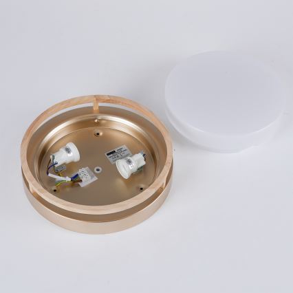 Brilagi - Lámpara de techo ORINO 2xE27/40W/230V Ø 27 cm dorada/roble