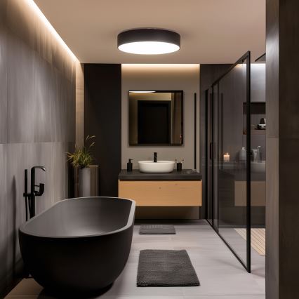 Brilagi - Lámpara de techo para baño POOL 5xE27/15W/230V Ø 60 cm IP54 negra