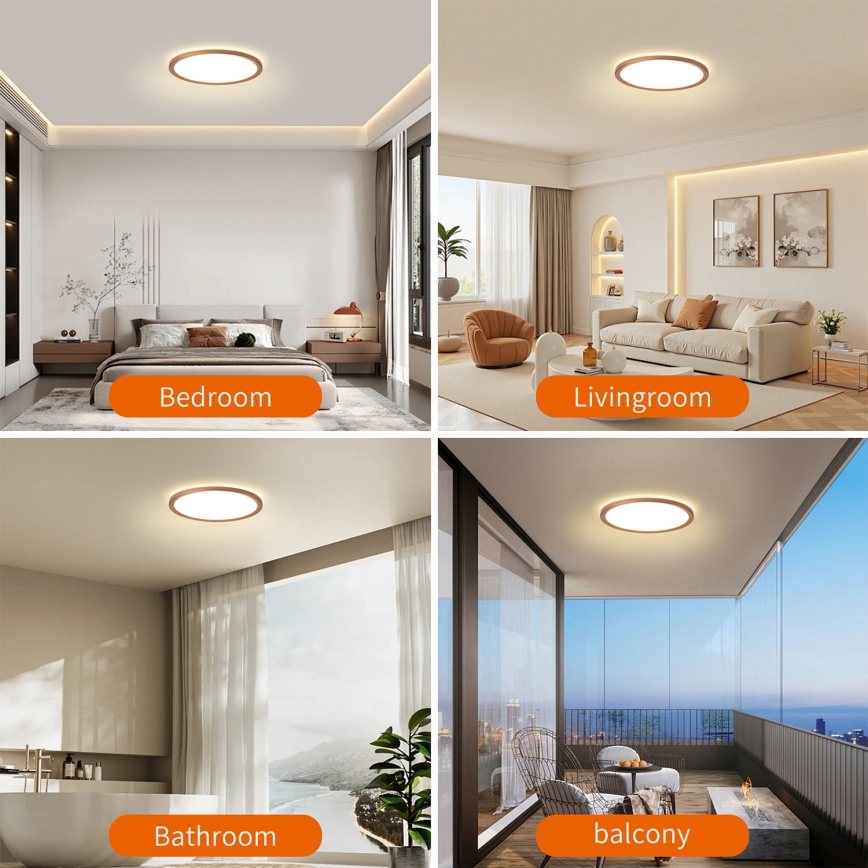 Brilagi - Plafón LED de techo para baño ULTRA SLIM LED/12W/230V Ø22,5 cm oro rosa IP54