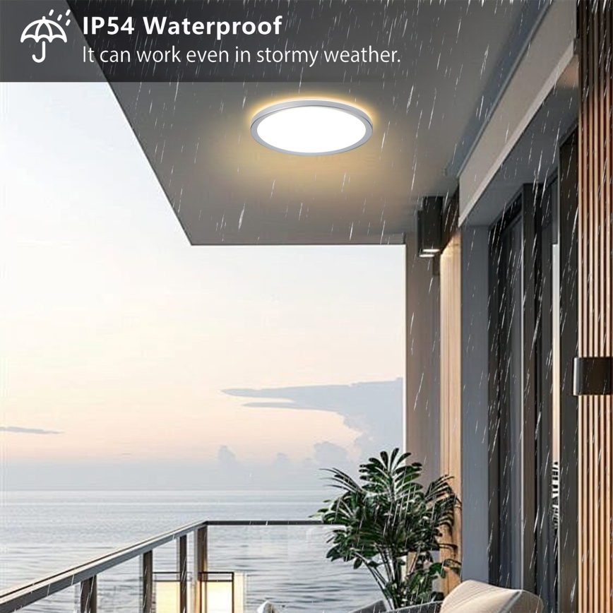 Brilagi - Lámpara de techo LED para baño ULTRA SLIM LED/24W/230V Ø 42 cm plateada IP54