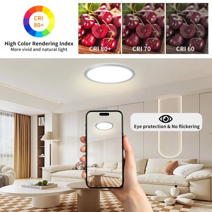 Brilagi - Lámpara de techo LED para baño ULTRA SLIM LED/24W/230V Ø 42 cm plateada IP54