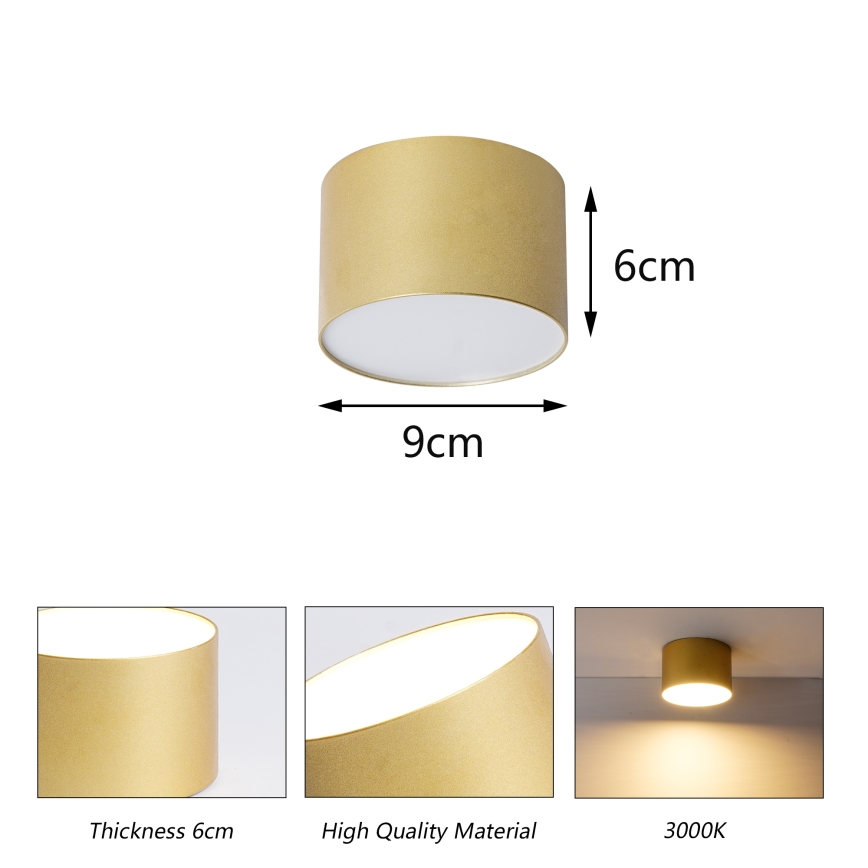 BRILAGI - Lámpara de techo para exterior FORIS LED/9W/230V, diámetro 9 cm, dorado IP44