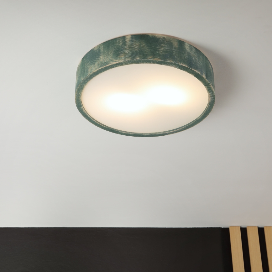 Brilagi - Lámpara de techo PINO 2xE27/15W/230V pino/verde Ø 37,5 cm
