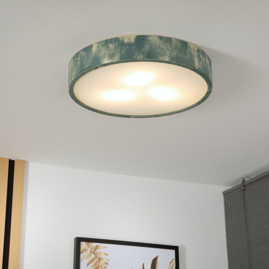 Brilagi - Lámpara de techo PINO 3xE27/15W/230V pino/verde Ø 47,5 cm