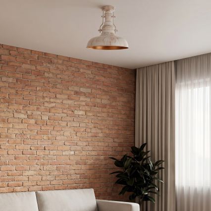Brilagi - Lámpara de techo PYRONIC 1xE27/40W/230V Ø 32 cm, crema con pátina