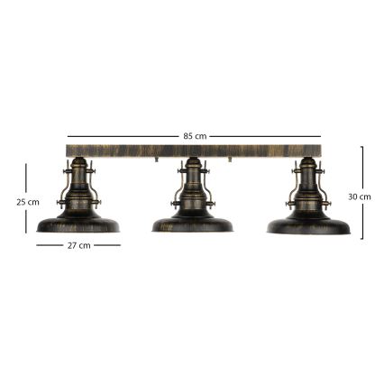Brilagi - Lámpara de techo PYRONIC 3xE27/40W/230V bronce/pátina