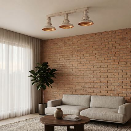 Brilagi - Lámpara de techo PYRONIC 3xE27/40W/230V crema/pátina