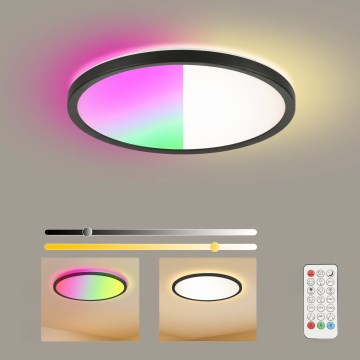Brilagi - Lámpara de techo regulable LED RGBW ULTRA SLIM LED/18W/230V 2700–6500K Ø 30 cm negra + mando a distancia