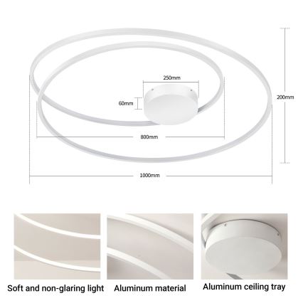 Brilagi - Lámpara de techo LED regulable TWISTER LED/105W/230V 3000-6000K diámetro 100 cm blanca + mando a distancia