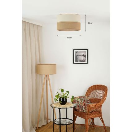 BRILAGI - Lámpara de techo ROYAL YUTE 1xE27/15W/230V Ø 40 cm beige/crema