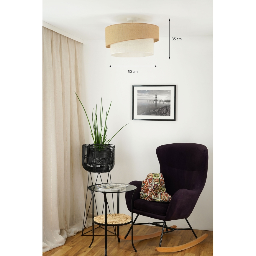 Brilagi - Lámpara de techo empotrada SHINE 1xE27/15W/230V Ø 50 cm beige/crema