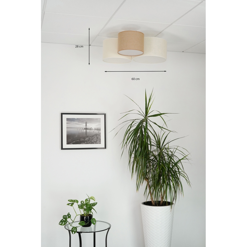 Brilagi - Lámpara de techo SPIDER 3xE27/15W/230V 60x70 cm beige/crema