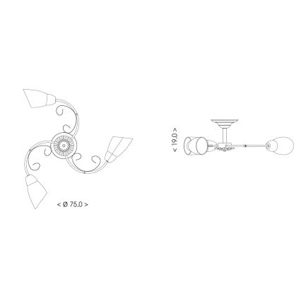 BRILAGI - Lámpara de techo VINE 3xE27/40W/230V Ø 75 cm pátina/latón