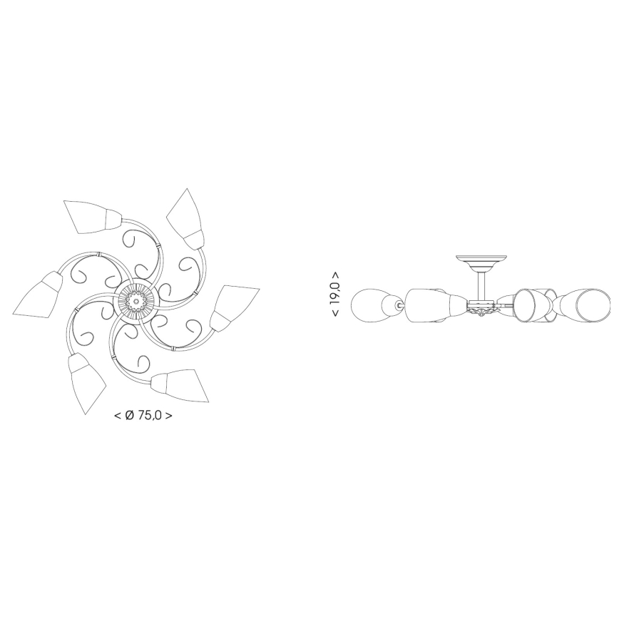 BRILAGI - Lámpara de techo VINE 6xE27/40W/230V Ø 75 cm pátina/latón