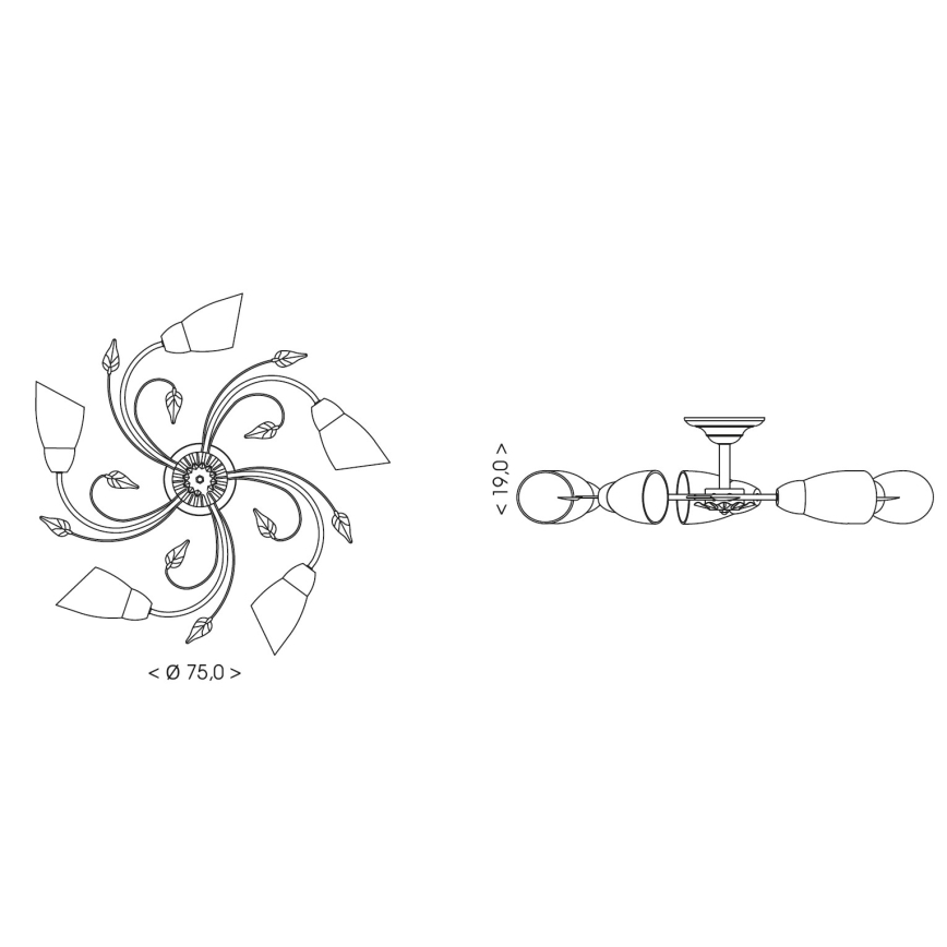 BRILAGI - Lámpara de techo WILLOW 5xE27/40W/230V Ø 75 cm bronce