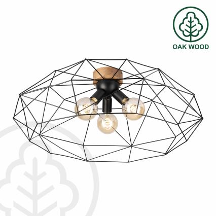 BRILAGI - Lámpara de techo WOODY BASKET 3xE27/60W/230V, diámetro 80 cm, roble