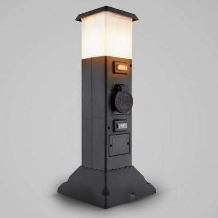 Brilagi - Lámpara exterior con 2 enchufes SCHUKO 1xE14/15W/230V IP44 negra