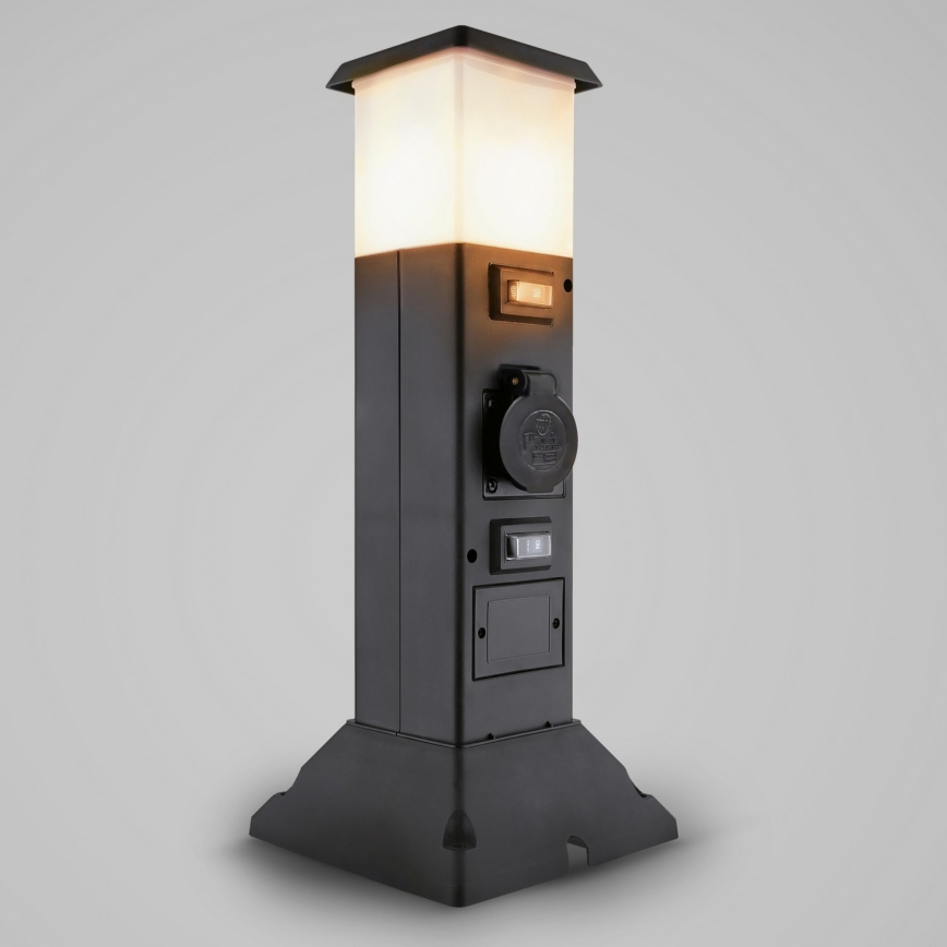 Brilagi - Lámpara exterior con 2 enchufes SCHUKO 1xE14/15W/230V IP44 negra