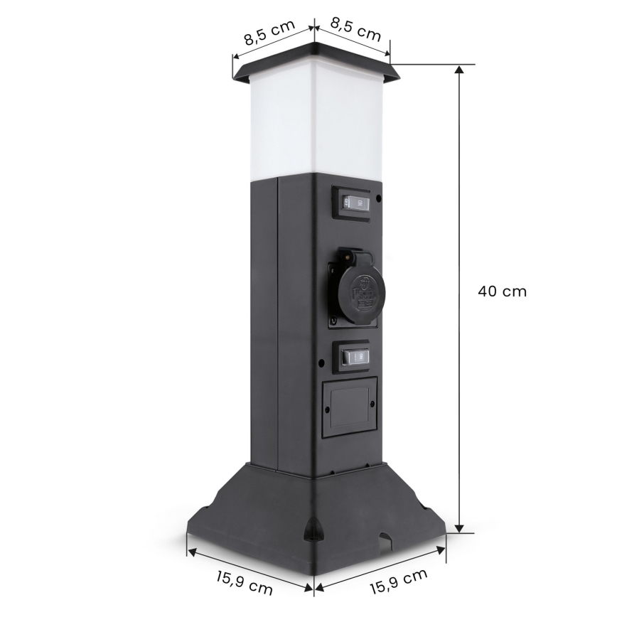Brilagi - Lámpara exterior con 2 enchufes SCHUKO 1xE14/15W/230V IP44 negra