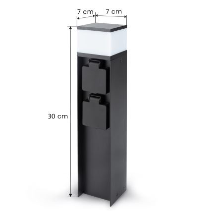 Brilagi - Lámpara exterior con 2 enchufes SCHUKO 1xG9/11W/230V IP44 negra