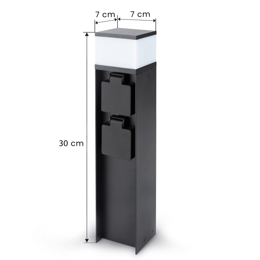 Brilagi - Lámpara exterior con 2 enchufes SCHUKO 1xG9/11W/230V IP44 negra