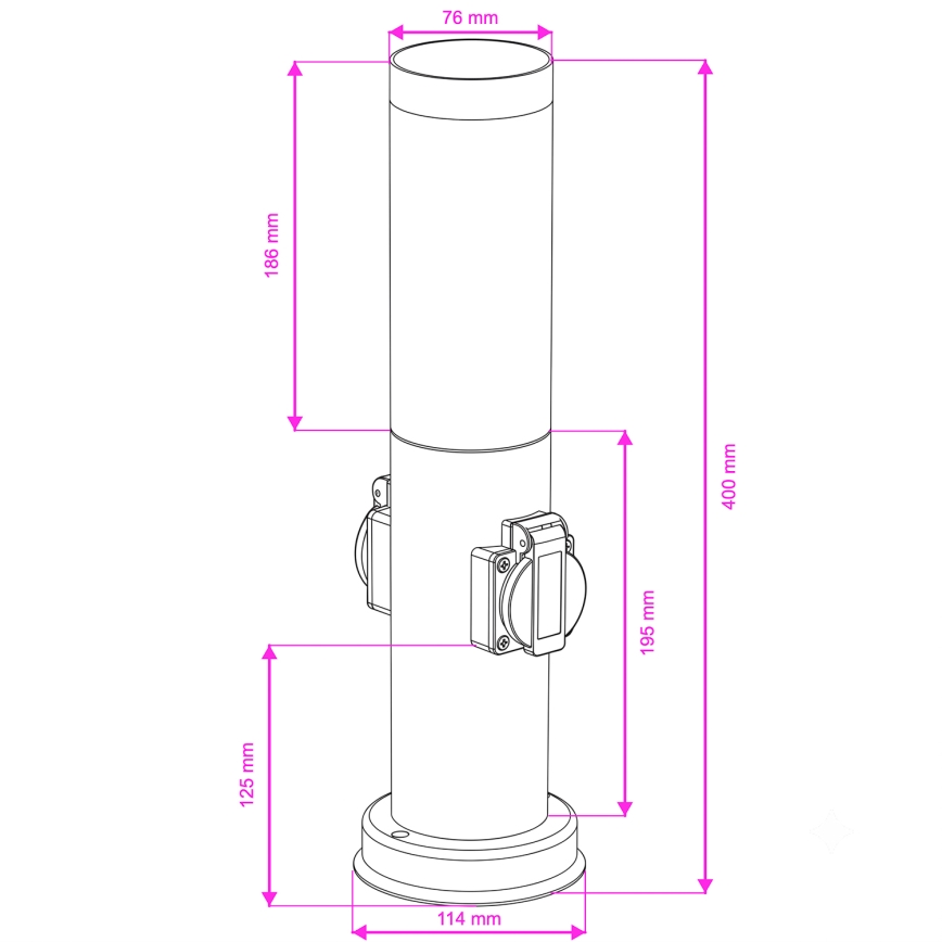 Brilagi - Lámpara exterior NOVA con 2 enchufes SCHUKO, 1xE27/15W/230V, 40 cm, IP44, antracita