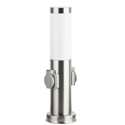 Brilagi - Lámpara exterior con 2 enchufes SCHUKO NOVA 1xE27/15W/230V 40 cm IP44 cromo mate