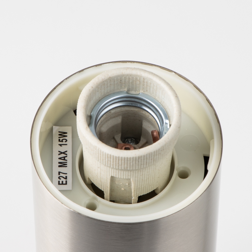 Brilagi - Lámpara exterior con 2 enchufes SCHUKO NOVA 1xE27/15W/230V 40 cm IP44 cromo mate