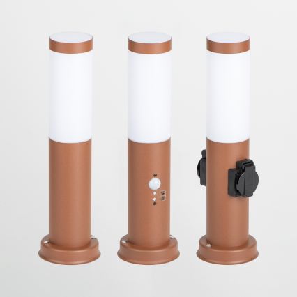 BRILAGI - Lámpara exterior con 2 tomacorrientes SCHUKO NOVA 1xE27/15W/230V 40 cm IP44 marrón