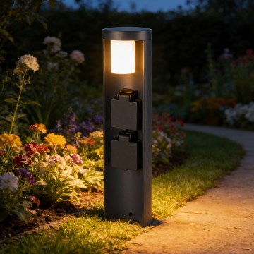 Brilagi - Lámpara exterior con 2 enchufes SCHUKO PILLAR 1xG9/11W/230V IP44 antracita