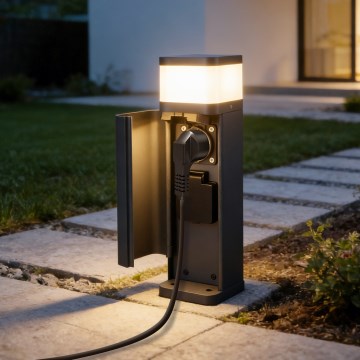 Brilagi - Lámpara exterior con 2 enchufes SCHUKO PILLAR 1xG9/11W/230V IP44 antracita