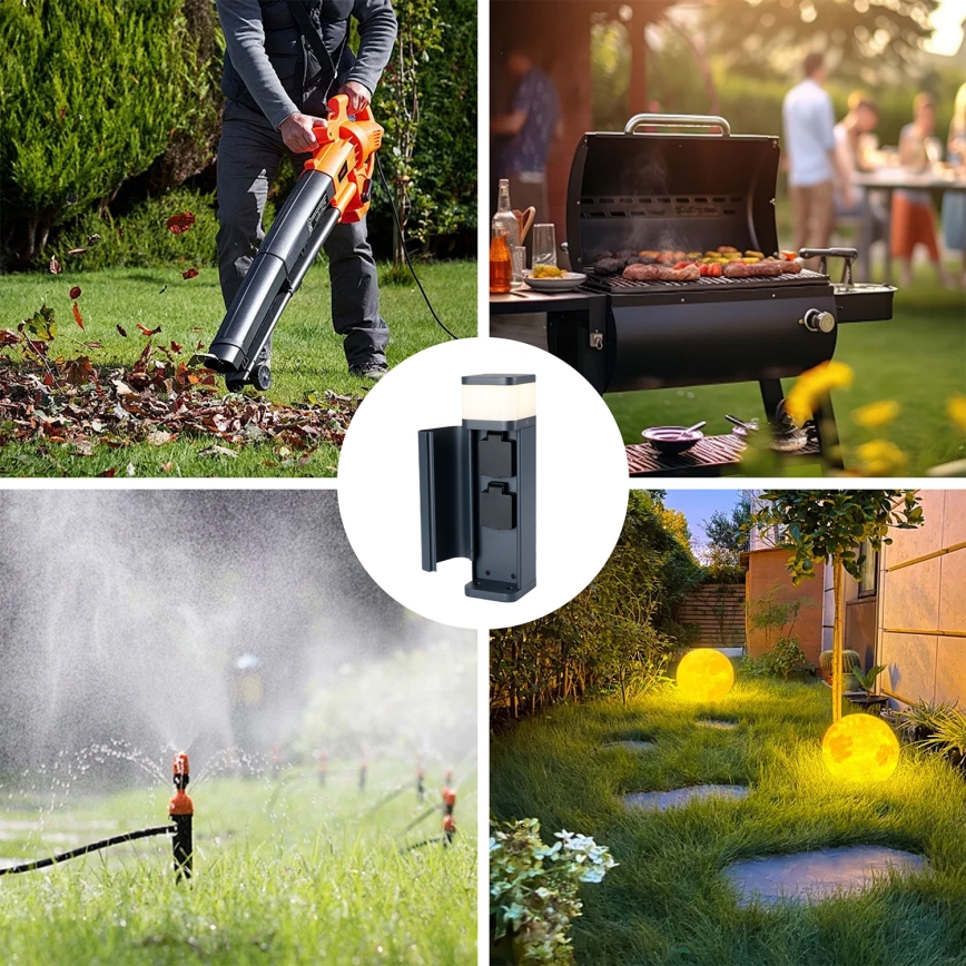 Brilagi - Lámpara exterior con 2 enchufes SCHUKO PILLAR 1xG9/11W/230V IP44 antracita