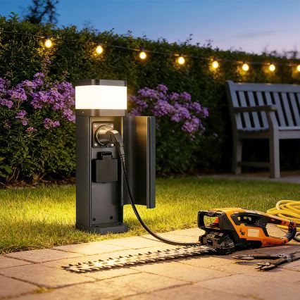 Brilagi - Lámpara exterior con 2 enchufes SCHUKO PILLAR 1xG9/11W/230V IP44 antracita
