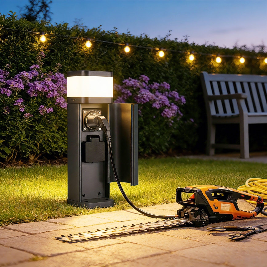 Brilagi - Lámpara exterior con 2 enchufes SCHUKO PILLAR 1xG9/11W/230V IP44 antracita