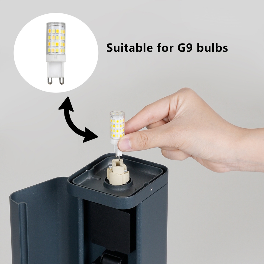 Brilagi - Lámpara exterior con 2 enchufes SCHUKO PILLAR 1xG9/11W/230V IP44 antracita
