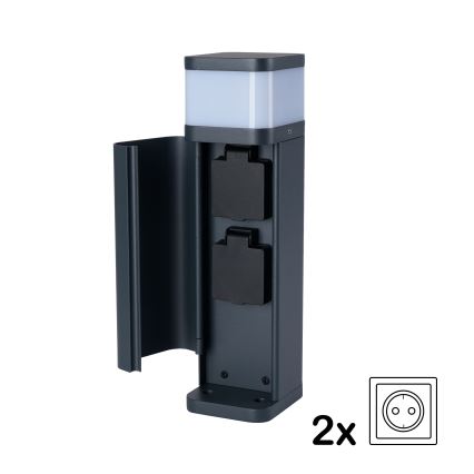 Brilagi - Lámpara exterior con 2 enchufes SCHUKO PILLAR 1xG9/11W/230V IP44 antracita