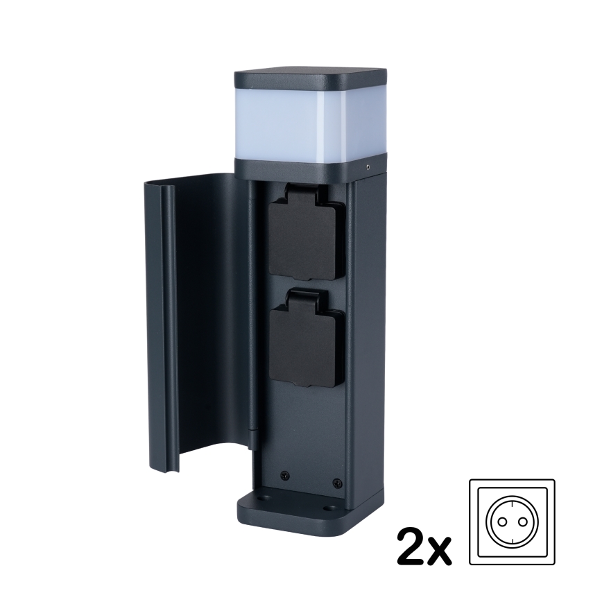 Brilagi - Lámpara exterior con 2 enchufes SCHUKO PILLAR 1xG9/11W/230V IP44 antracita