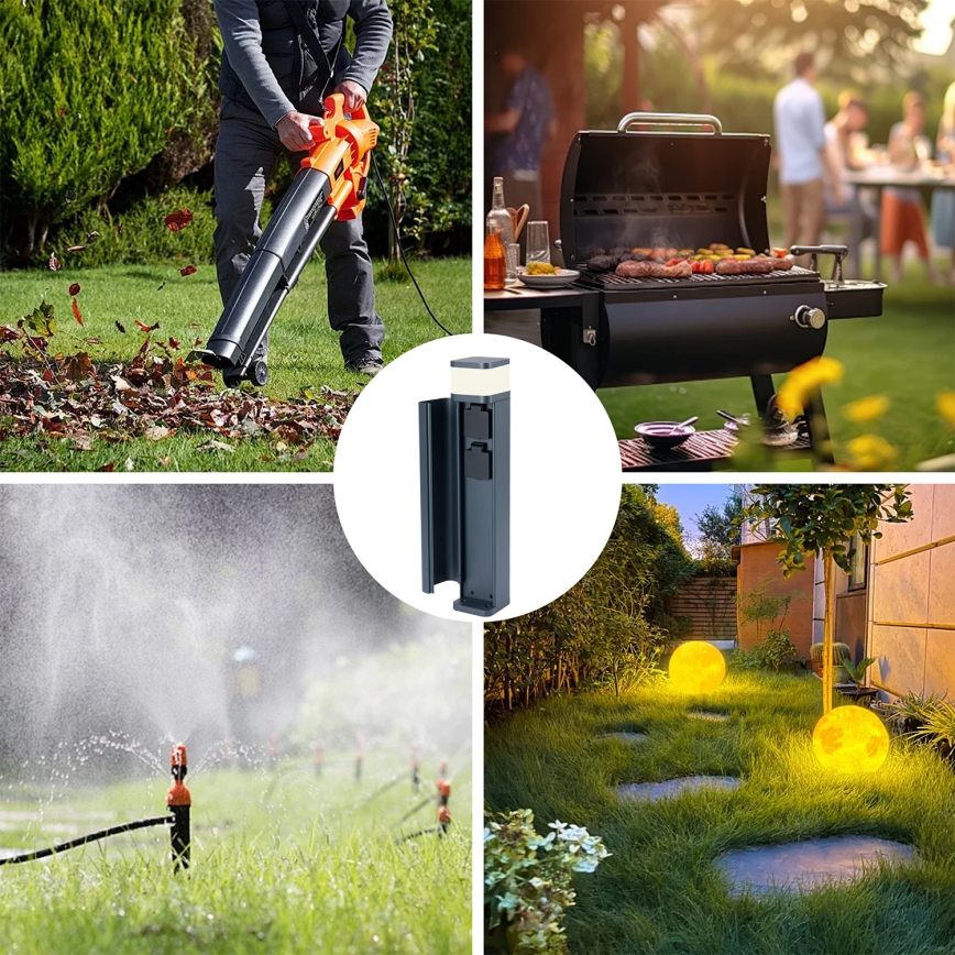 Brilagi - Lámpara de exterior con 2 enchufes SCHUKO PILLAR 1xG9/11W/230V IP44 antracita