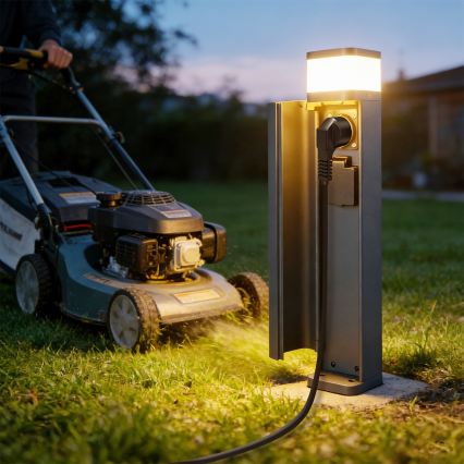 Brilagi - Lámpara de exterior con 2 enchufes SCHUKO PILLAR 1xG9/11W/230V IP44 antracita