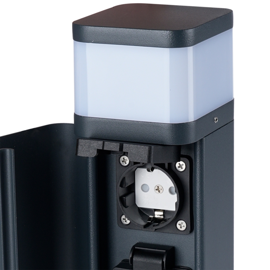 Brilagi - Lámpara de exterior con 2 enchufes SCHUKO PILLAR 1xG9/11W/230V IP44 antracita