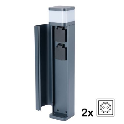 Brilagi - Lámpara de exterior con 2 enchufes SCHUKO PILLAR 1xG9/11W/230V IP44 antracita